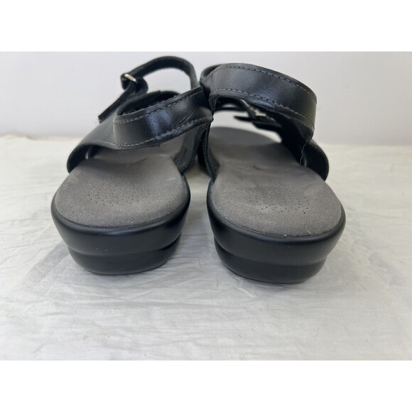 SAS Black Sandals 3 Strap Comfort Open Toe Slingbacks Leather TABBY Sz 9.5WW USA - Picture 3 of 10